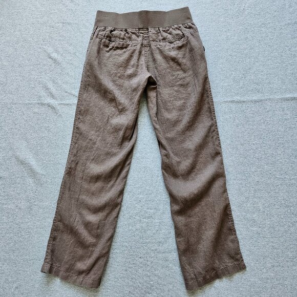 Allen Allen Linen Pants Womens Size S Brown Wide Leg Pull On Stretch Waistband - Picture 5 of 5